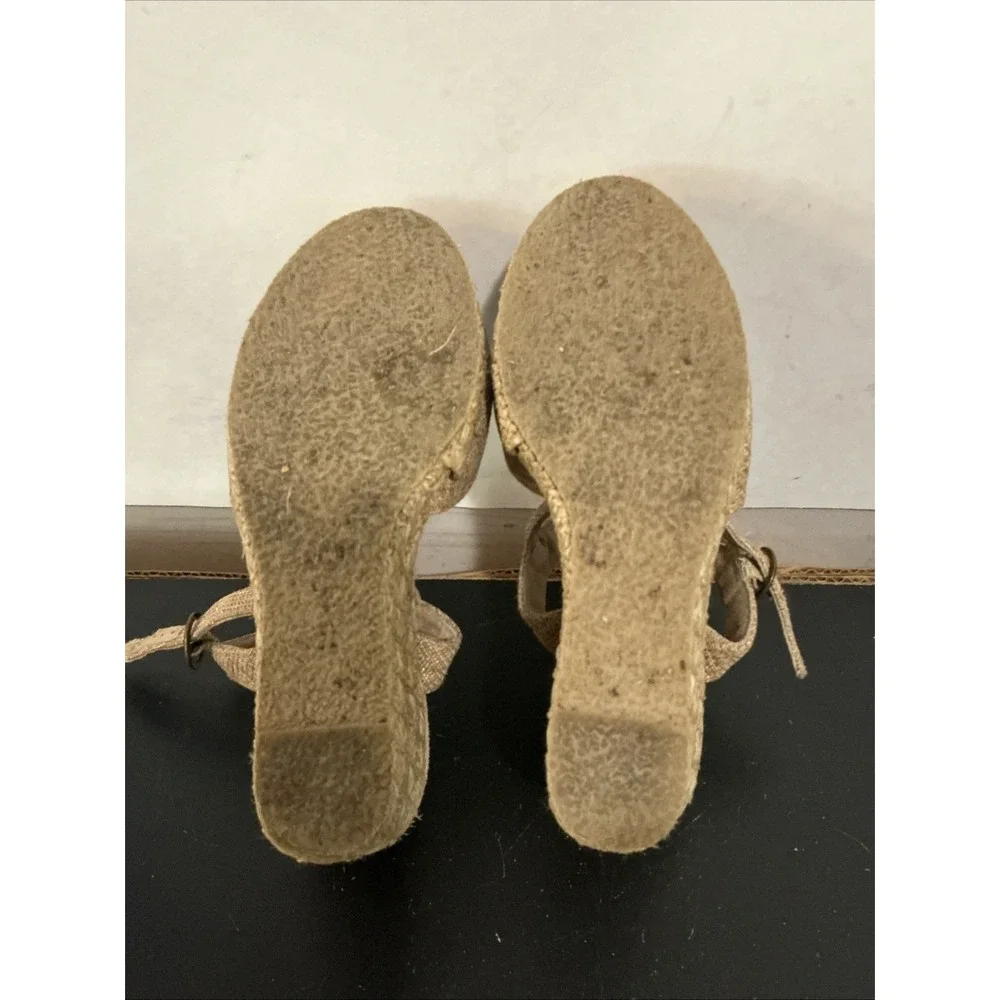 Volatile Espadrille Wedges Beige Womens Size 7 Open Toe Ankle Strap Sandals